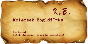 Kolacsek Boglárka névjegykártya