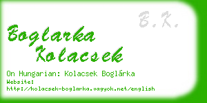 boglarka kolacsek business card